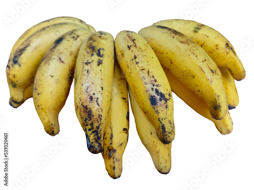 Natural banana cluster on white background