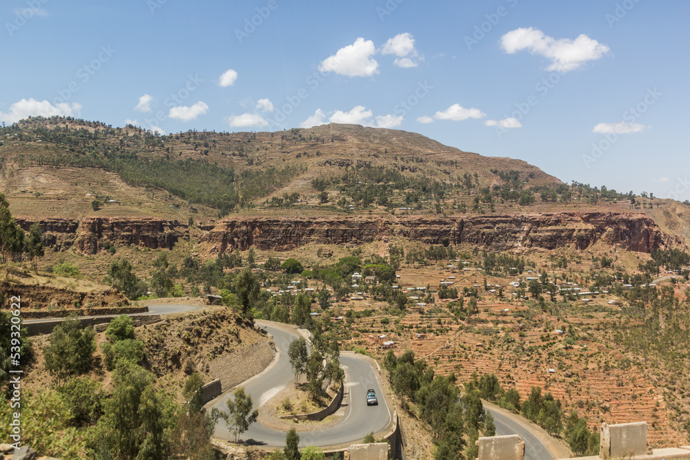 Hairpin road in Tigray region, Ethiopia