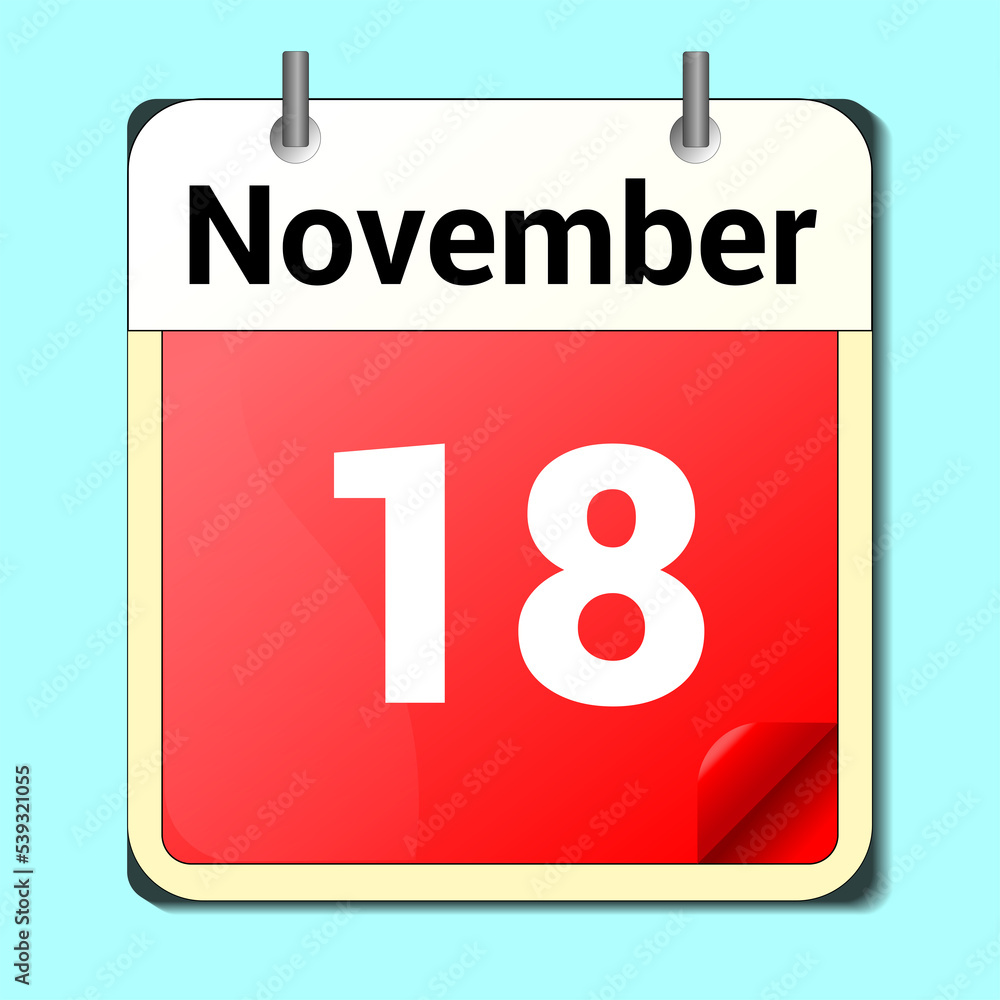 day on the calendar, vector image format, November 1 day on the calendar, vector image format, November 1