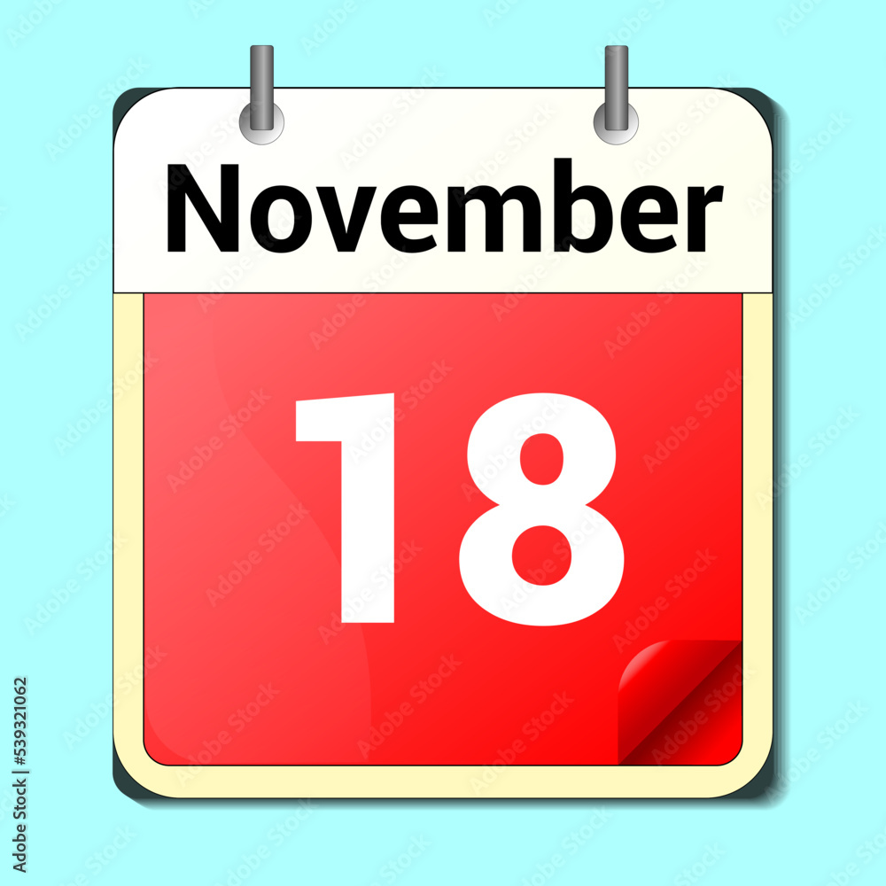 Fototapeta premium day on the calendar, vector image format, November 18