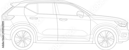  SUV  Car Vehicle Silhouette Outline, Illustration Wireframe photo