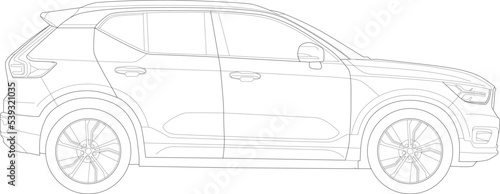  SUV  Car Vehicle Silhouette Outline, Illustration Wireframe