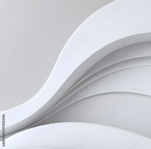 3D illustration of white circular building. Modern geometric wallpaper. Abstract architecture background.
