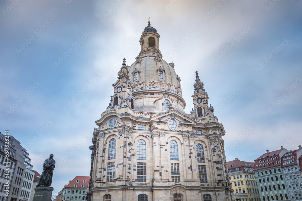 Dresden Frauenkirche at dawn, Church of Our Lady, Saxony, Eastern Germany