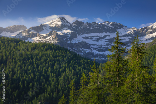 Gran Paradiso snowcapped mountain landscape: Italian alps in Northern Italy