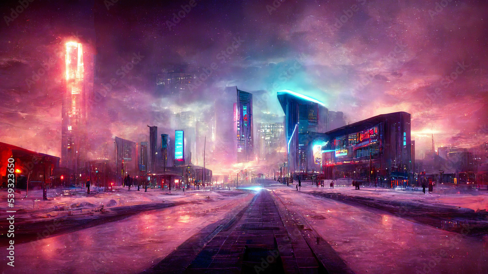 Conceptual 3d Art A Futuristic Night City With Cyberpunk Scifi Vibes  Background, Technology Wallpaper, Digital Wallpaper, Sci Fi Background  Background Image And Wallpaper for Free Download