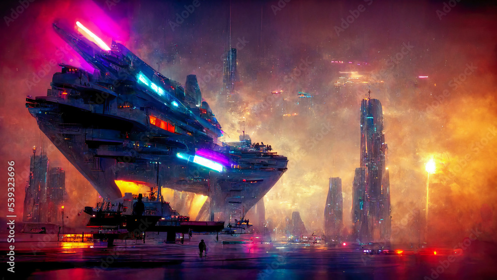 Conceptual 3d Art A Futuristic Night City With Cyberpunk Scifi Vibes  Background, Technology Wallpaper, Digital Wallpaper, Sci Fi Background  Background Image And Wallpaper for Free Download