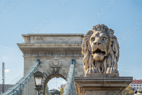 Lion Sculpture at Szechenyi Chain Bridge - Budapest, Hungary