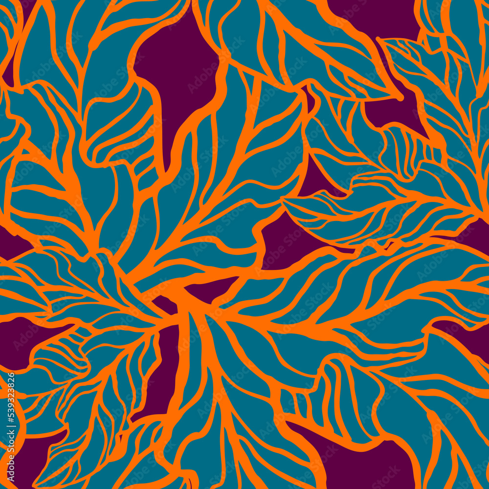 Nature seamless pattern with hand drawn twig, tree branch with leaves, tropical forest, summer time. Ecological rural theme for poster print, wrapping paper, wallpaper, clothes textile, fabric design. Nature seamless pattern with hand drawn twig, tree branch with leaves, tropical forest, summer time. Ecological rural theme for poster print, wrapping paper, wallpaper, clothes textile, fabric design.