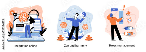 Meditation online. Self-management, self regulation learning, self-organization course, control over emotions metaphor Online yoga at home meditating. Deals with stress management, zen and harmony