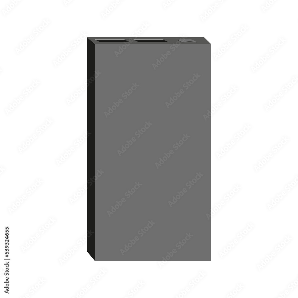 Powerbank fast charge phone tablet usb black flat. Portable handheld battery charger full wireless wired accumulator connectors power button laconic minimal design mockup device ads web icon isolated Powerbank fast charge phone tablet usb black flat. Portable handheld battery charger full wireless wired accumulator connectors power button laconic minimal design mockup device ads web icon isolated