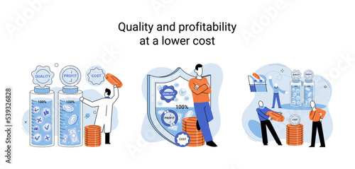 Quality and profitability at lower cost. Salary increase metaphor, profit margin. Earn on business inflation, investment, developing, coordinating sales. Management optimization of business processes