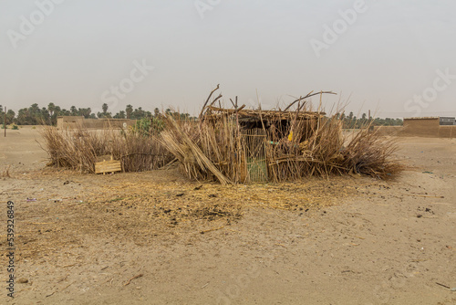 Sheep enclosures in a Nubian village on a sandy island in the river Nile near Abri, Sudan photo