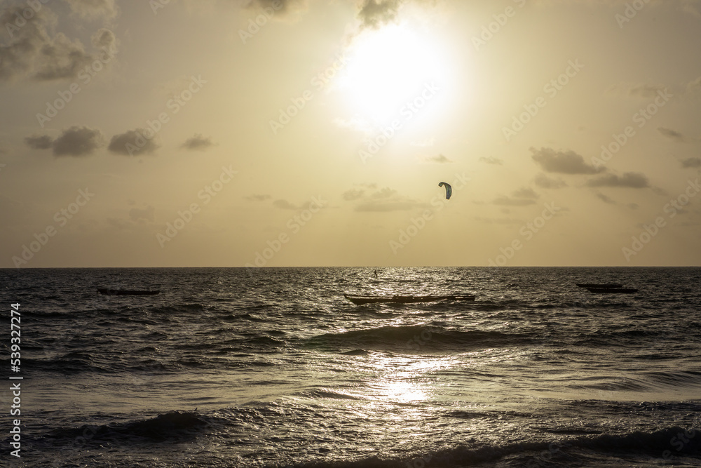 Stunningly beautiful, juicy, bright, sunset. Beautiful ocean. Paradise Island Zanzibar.