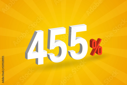 455% discount 3D text for sells and promotion.