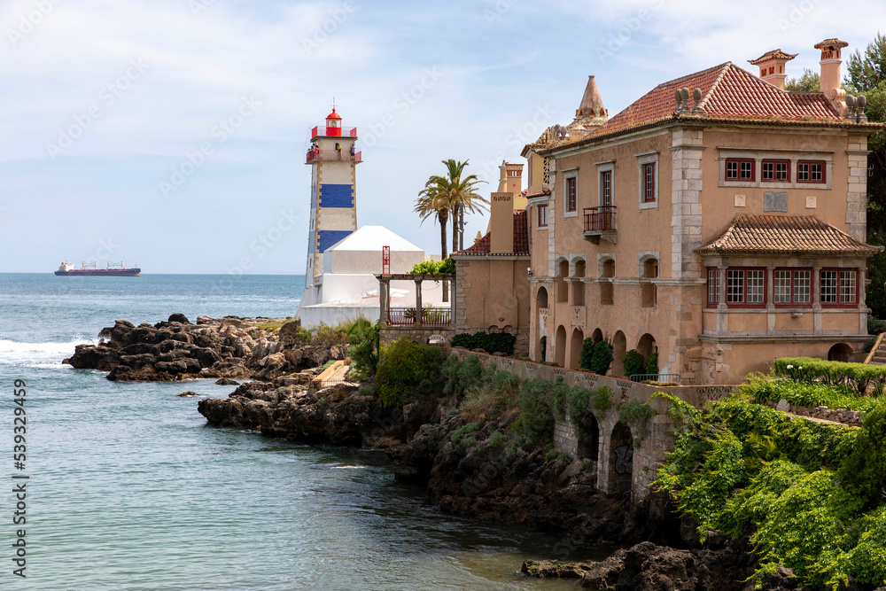 Lighthouse on the coast of the city of Cascais, Portugal