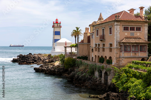 Lighthouse on the coast of the city of Cascais, Portugal