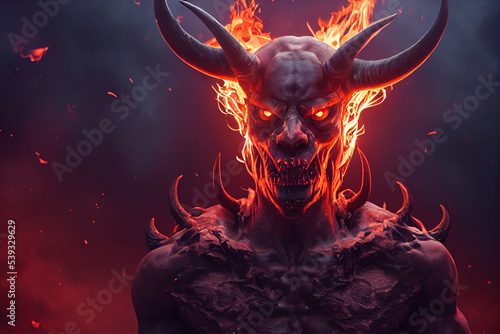 Demon devil monster in hell. Generative AI © Worldillustrator