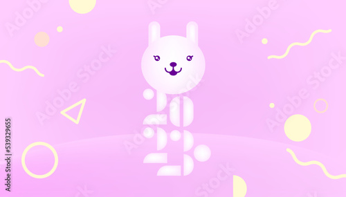 Wallpaper Mural Happy new year 2023, the year of the rabbit zodiac. Little bunny greeting card, poster, banner, brochure, calendar. vector Torontodigital.ca
