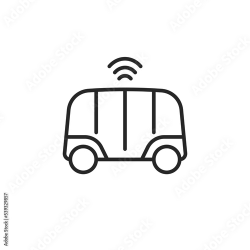 Electric self-driving shuttle bus icon isolated on white background.
