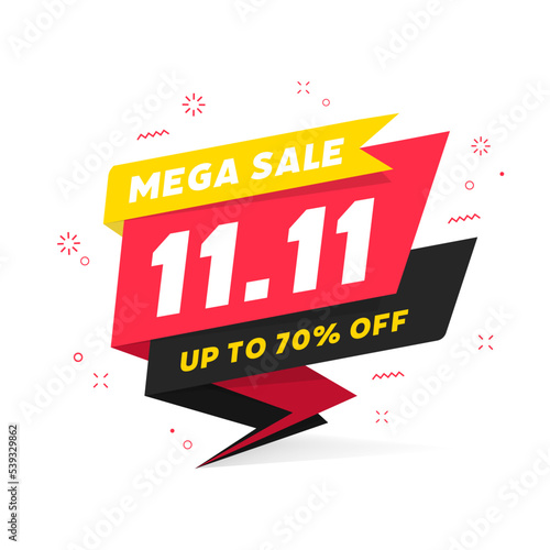 11.11 Mega sale shopping day label.