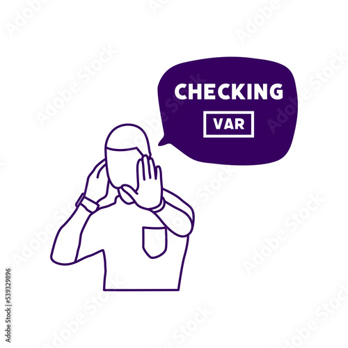 Hand drawn referee waiting for VAR check.