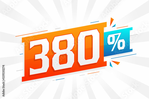 380% discount marketing banner promotion. 380 percent sales promotional design.