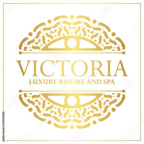 Luxury hotel label template. Trendy vintage royal ornament frames illustration.