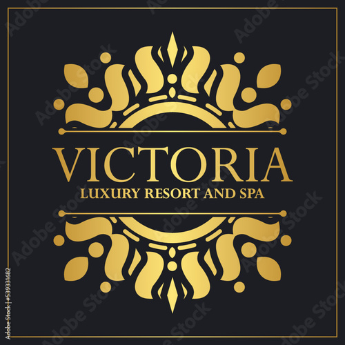 Luxury hotel label template. Trendy vintage royal ornament frames illustration.