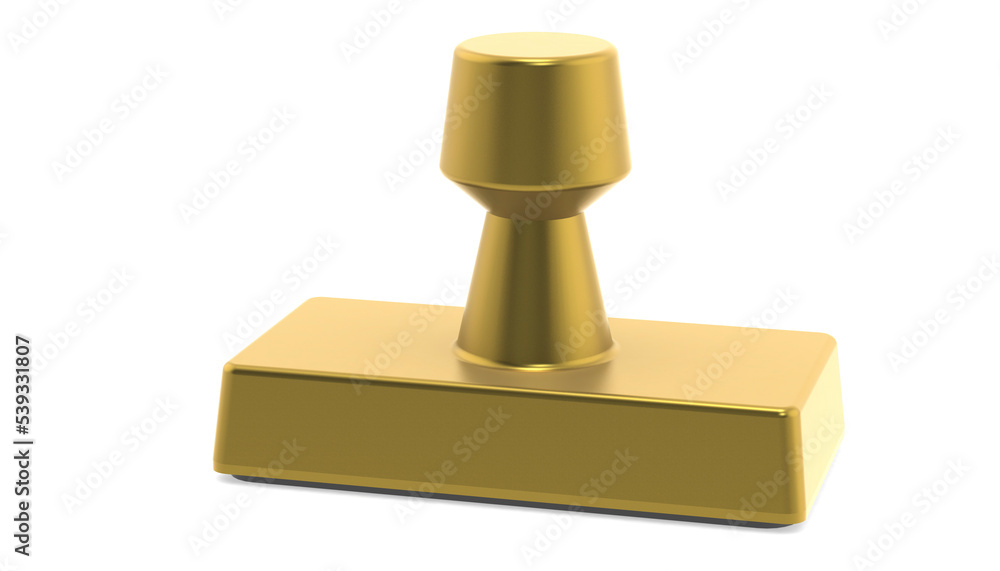 Golden rubber stamp isolated on white background Golden rubber stamp isolated on white background