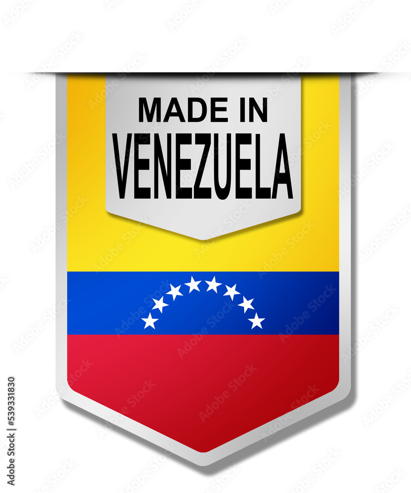 Fototapeta premium Made in Venezuela word on hanging banner