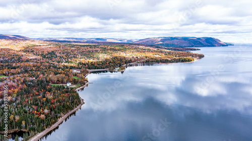 Drone view of Cape Breton Island, Autumn Colors in Forest, Forest Drone view, Colorful Trees in Forest