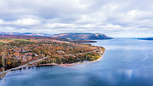 Tablou canvas Drone view of Cape Breton Island, Autumn Colors in Forest, Forest Drone view, Co
