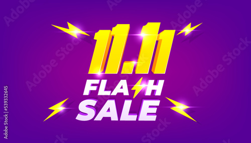 11.11 Shopping day Poster or banner. 11.11 Flash sale banner template design for social media and website.