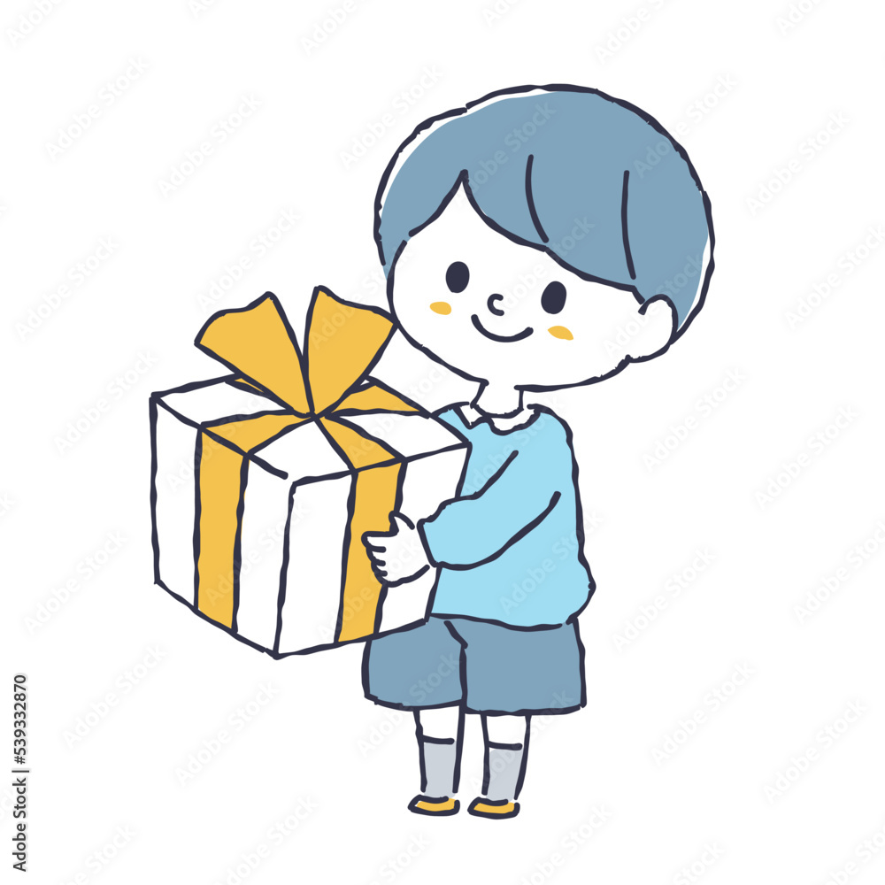 プレゼントを持つ子供 プレゼントを持つ子供