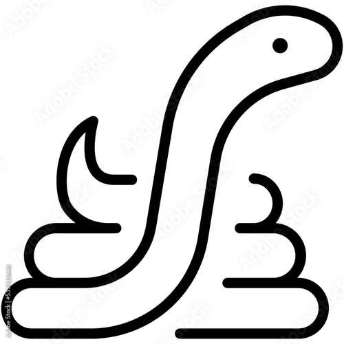 Simple snake icon, python illustration on transparent background