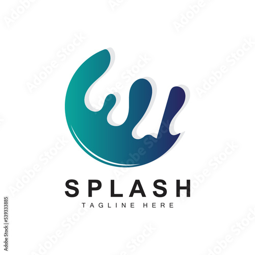 Splash Logo, Water Wave Icon, Bubble Vector, Water Logo Art, Template Illustration