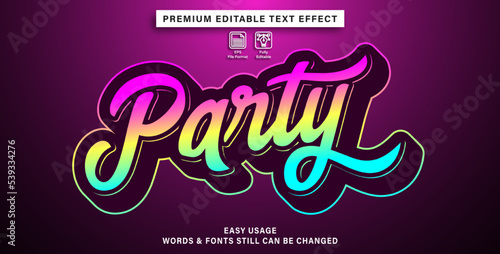 editable text effect party