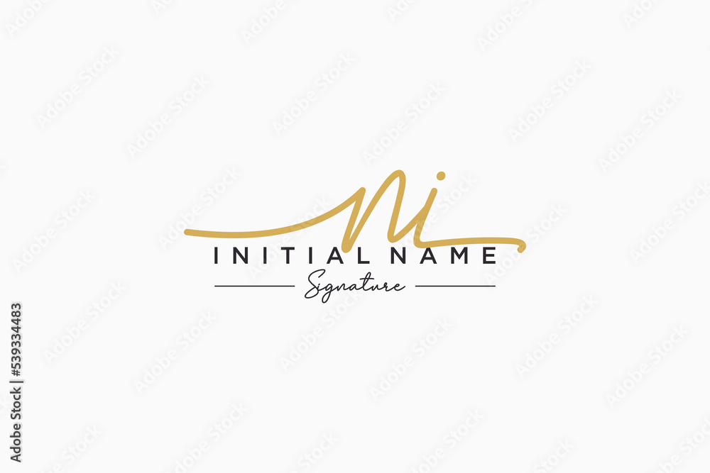 Obraz premium Initial NI signature logo template vector. Hand drawn Calligraphy lettering Vector illustration.