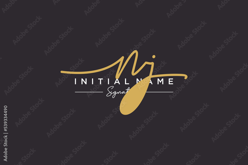Initial NJ signature logo template vector. Hand drawn Calligraphy lettering Vector illustration. Initial NJ signature logo template vector. Hand drawn Calligraphy lettering Vector illustration.