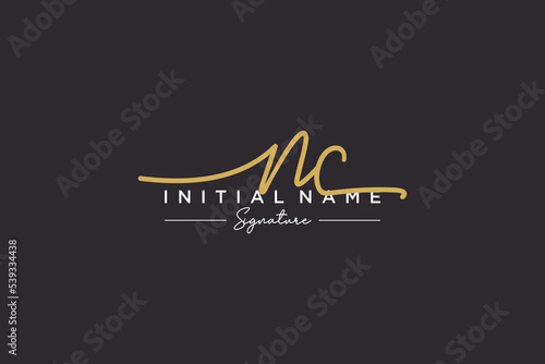 Initial NC signature logo template vector. Hand drawn Calligraphy lettering Vector illustration.