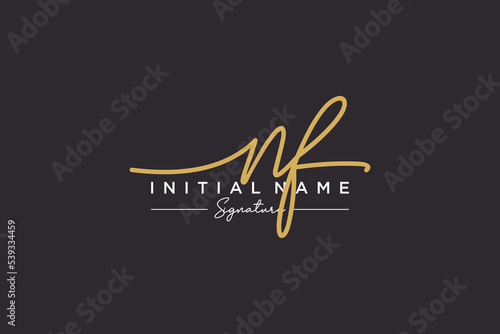 Initial NF signature logo template vector. Hand drawn Calligraphy lettering Vector illustration. photo
