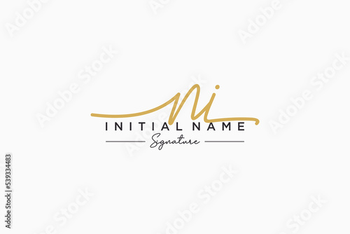 Initial NI signature logo template vector. Hand drawn Calligraphy lettering Vector illustration.