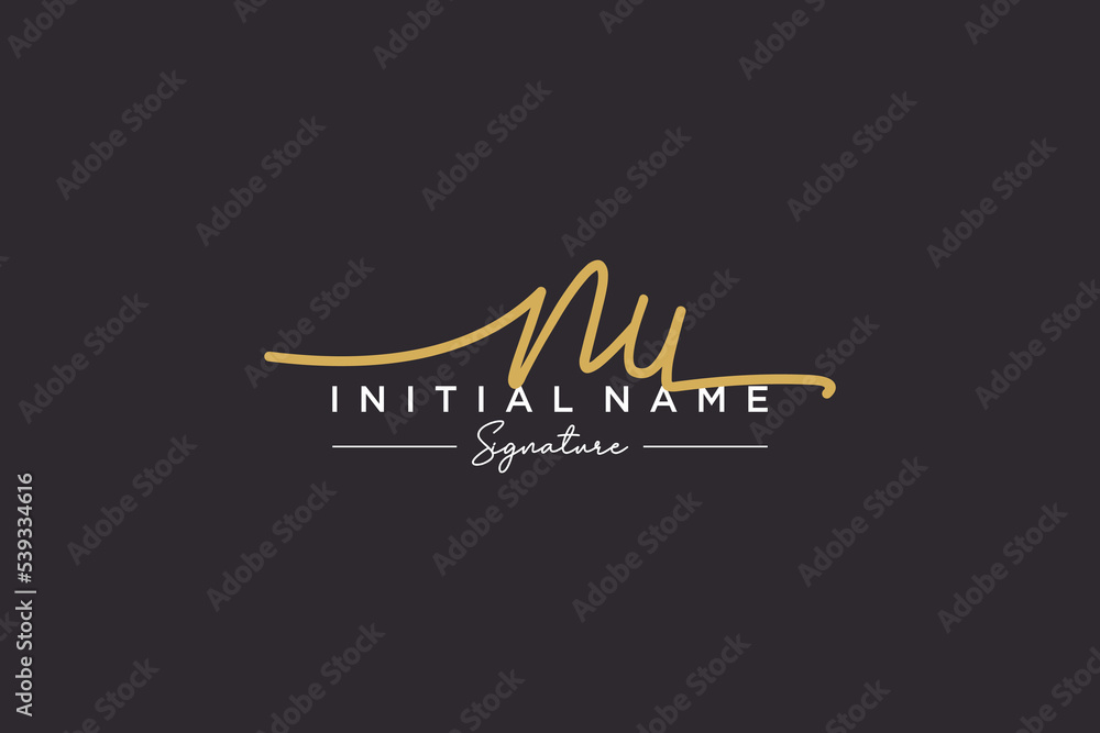 Initial NU signature logo template vector. Hand drawn Calligraphy lettering Vector illustration. Initial NU signature logo template vector. Hand drawn Calligraphy lettering Vector illustration.