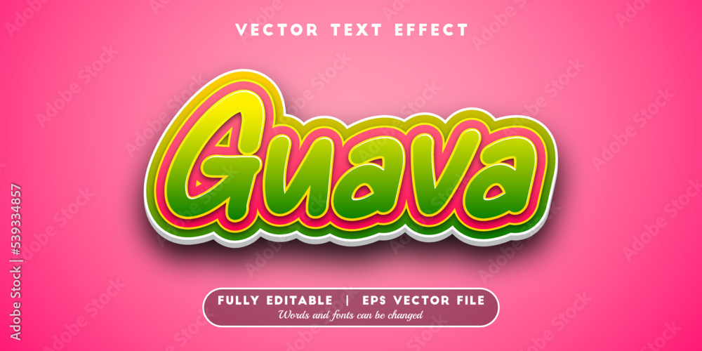 Text effects 3d guava, editable text style
