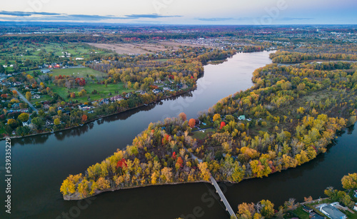 Canadian Autumn in Laval, Quebec, aerial view photo