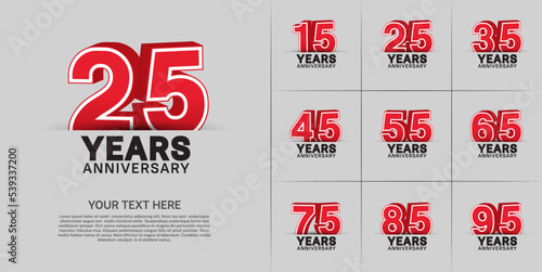 set of anniversary with big red color can be use for celebration event