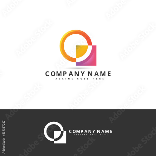 Orange And Pink Geometric Origami Abstract Business Logo. Flat Vector Logo Design Template Element.