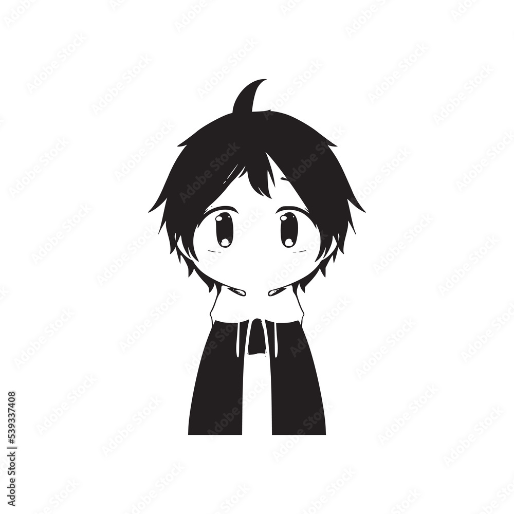Retro Anime Little Boy In Jacket. 90'S Anime Style And Hand Drawn Manga  Vector Illustration. Contour Drawing For Avatars, Coloring Books, Mobile  Games, Etc. Stock Vector | Adobe Stock