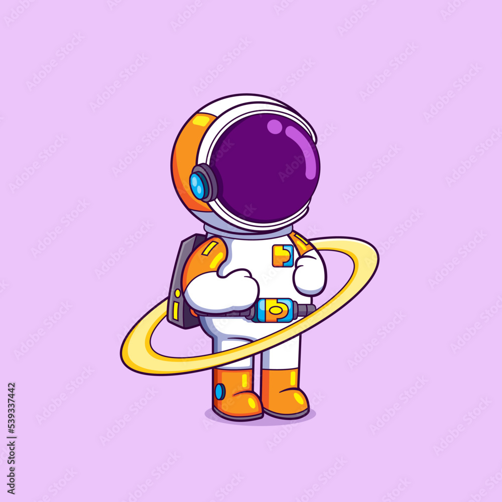 The astronaut is standing in the middle of the magic ring The astronaut is standing in the middle of the magic ring